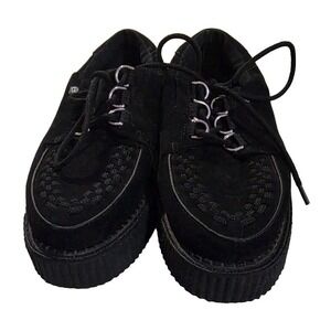 T.U.K. Black Creepers Platform Shoes‎ Womens Size 6 Goth Punk Alt Lace Up